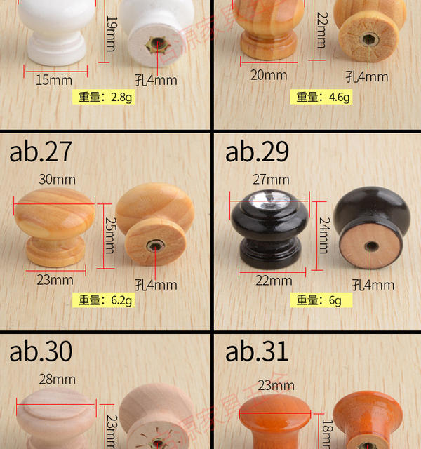 Drawer Wardrobe Small Handle Cabinet Handle Cabinet Door Round Handle Cabinet Single Hole Wooden Handle Mushroom Wooden Handle detail 9