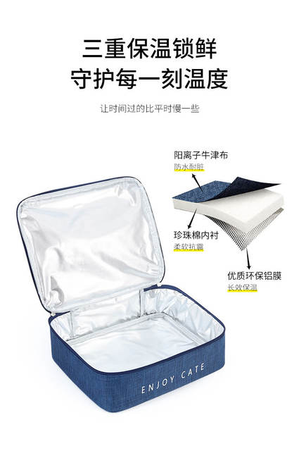Lunch Box Bag Lunch Aluminum Foil Thickened Hand Carrying Lunch Bag Lunch Box Lunch Box Canvas Heat Preservation Handbag with Rice detail 2