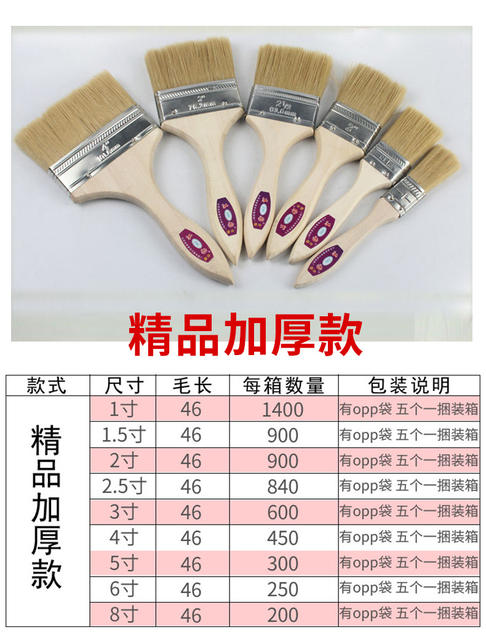 Factory direct sale paint brush marine waterproof brush wholesale industrial wooden handle pig brush household barbecue brush detail 4