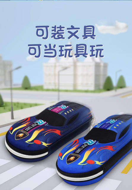 Primary School Children's Boy's Formula Table Large Capacity Wear-resistant Waterproof Zipper Stationery Case Racing Pencil Case Sports Car Pencil Case detail 2