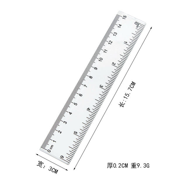 Manufacturer Wholesale 30Cm20Cm15Cm Plastic Transparent Ruler Bilateral Printing Inch Centimeter Red Card Cross-Border detail 5