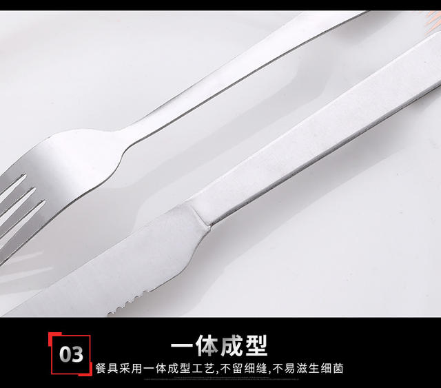 Manufacturer Wholesale 410 Stainless Steel Cutlery Hotel Western Steak Knife and Fork Outdoor Convenient Western-Style Mirror Polished detail 10