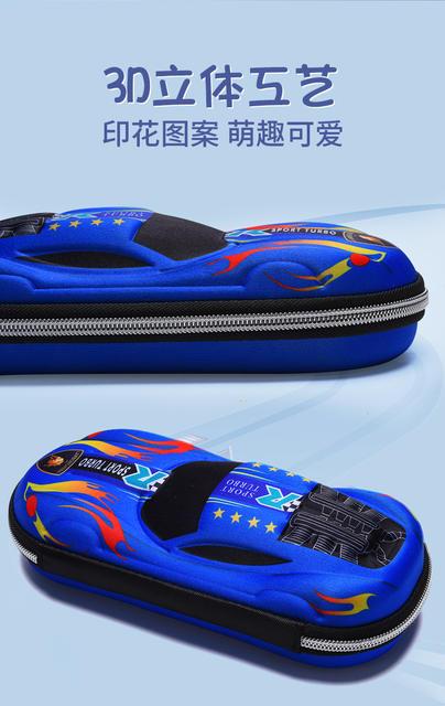 Primary School Children's Boy's Formula Table Large Capacity Wear-resistant Waterproof Zipper Stationery Case Racing Pencil Case Sports Car Pencil Case detail 5