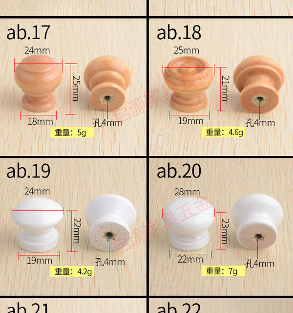 Drawer Wardrobe Small Handle Cabinet Handle Cabinet Door Round Handle Cabinet Single Hole Wooden Handle Mushroom Wooden Handle detail 7