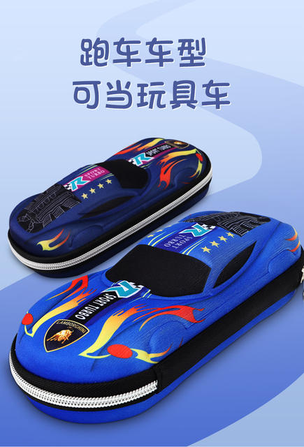 Primary School Children's Boy's Formula Table Large Capacity Wear-resistant Waterproof Zipper Stationery Case Racing Pencil Case Sports Car Pencil Case detail 6