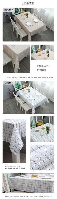 Solid Color Plaid Tablecloth Dining Table Mat Made of Peva Material, Waterproof and Oil-Proof, Rectangular Tablecloth with a Light Luxury and High-End Feel detail 7