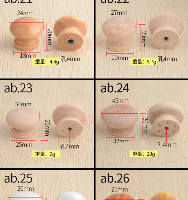 Drawer Wardrobe Small Handle Cabinet Handle Cabinet Door Round Handle Cabinet Single Hole Wooden Handle Mushroom Wooden Handle detail 8