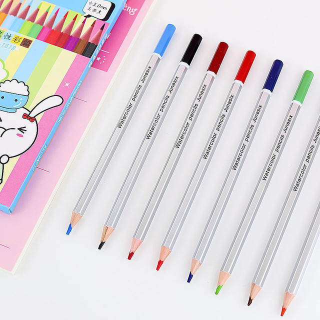 JUNESIX 3.0 Advanced Core Water Soluble Color Pencil Watercolor Painting Heat Shrink Pencil 12 Color suit