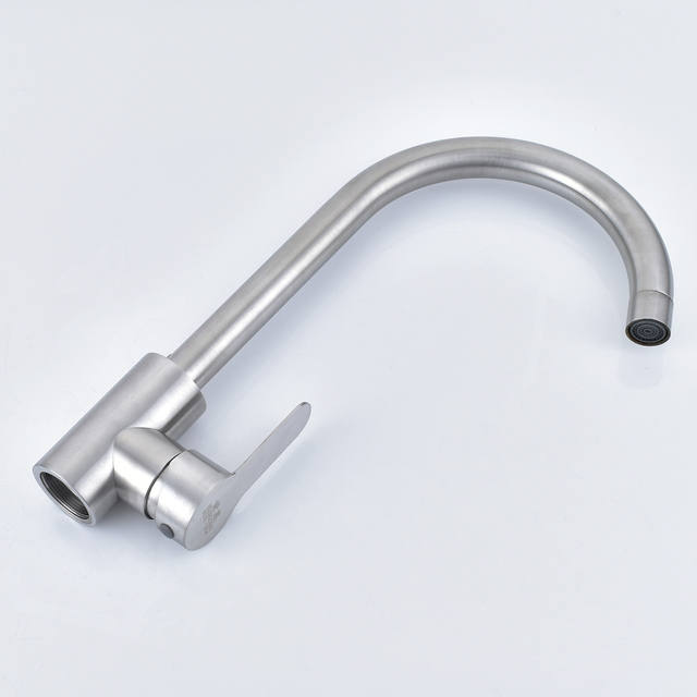 Kitchen Faucet Hot and Cold Stainless Steel Sink Faucet Perforated Ball Joint Large Curved Sink Hot and Cold Faucet detail 12