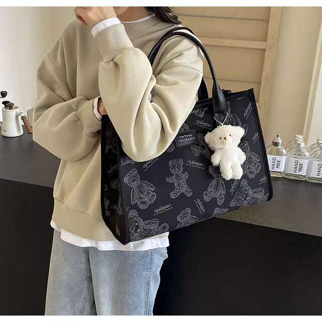 Canvas Big Bag 2024 New Tote Underarm Bag Fashion Commuter Handbag Large Capacity Outgoing Mummy Bag detail 12