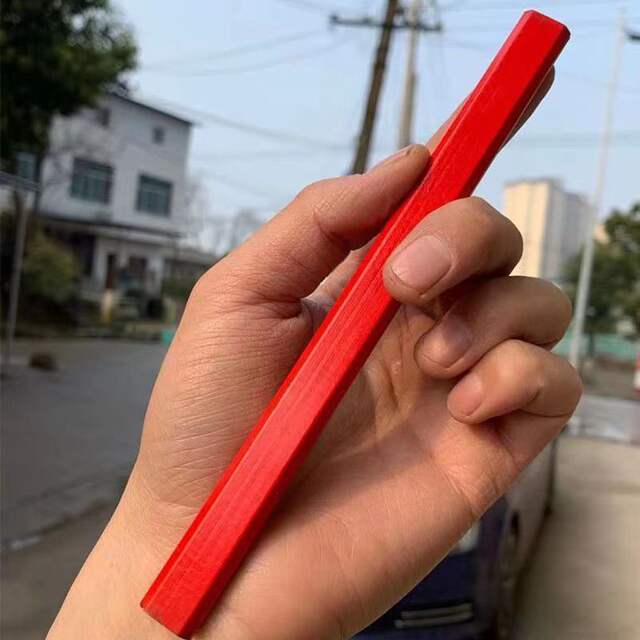 Woodworking Pencil Site Special Marking Work Special Flat Head Pen Wood Black Octagonal Red Square Line High Color Value detail 3