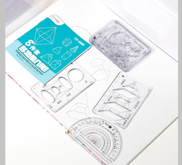 Little Kani Eight-Piece Set of Multifunctional Drawing Rulers Is a Must-Have for Elementary, Middle, and High School Mathematics and Three-Dimensional Graphics Drawing detail 10