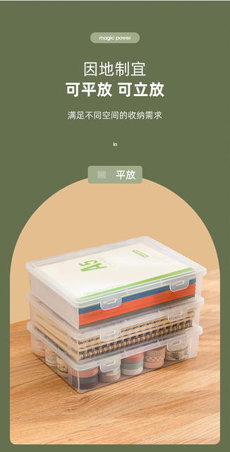 Large-Capacity Transparent A4 File Storage Box, Household Document Organizer, Student Information Desktop Storage Box Wholesale detail 3