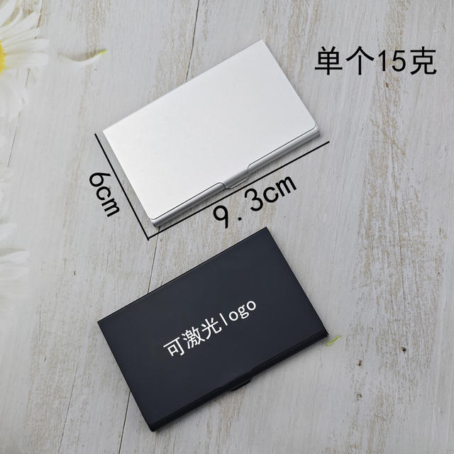 Ultra-thin aluminum alloy business card case matte business card holder carry gift business card holder laser logo detail 1
