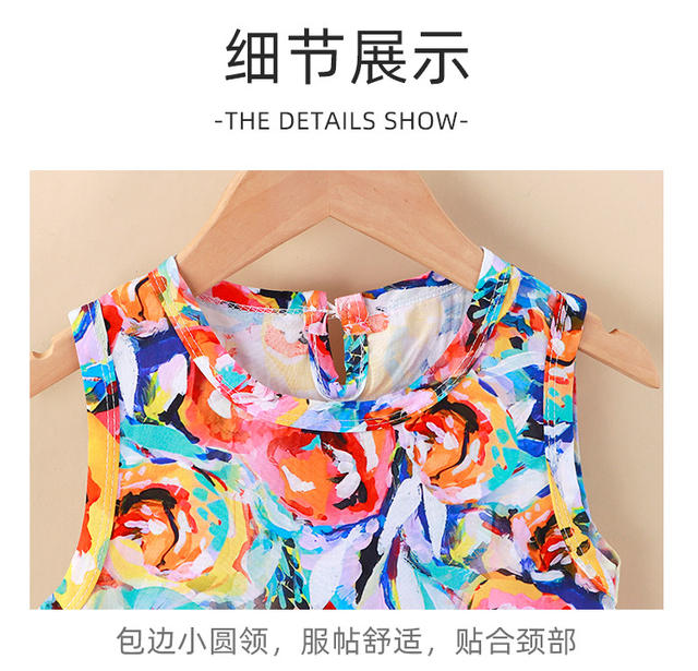 Girls Dress Cotton Silk Summer New Baby Girl Floral Princess Dress Vest Dress Korean Style Girl Skirt Children's Clothing detail 9