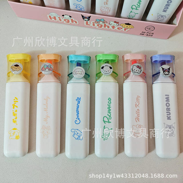 Sanrio Cartoon Highlighter Pens for Elementary School Students, High-Quality Cute Watercolor Pens for Marking Lines and Highlighting Graffiti detail 3