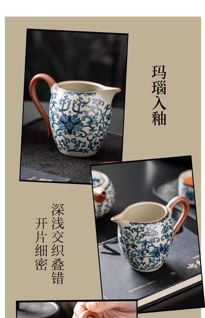 Beige Ruyao Beauty Fare Cup Kung Fu Tea Set Ceramic Handle Anti-scalding Single Tea Sea Household Tea Separator Uniform Cup detail 7