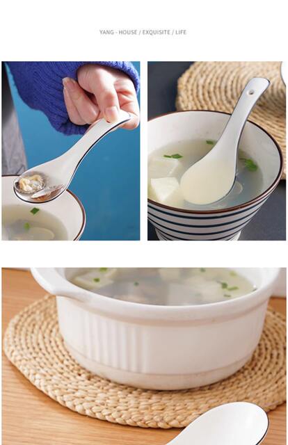 Ceramic Spoon for Home Use, Long-Handled Soup Spoon, Special Tableware for Serving Porridge, Kitchen Large Soup Spoon detail 11