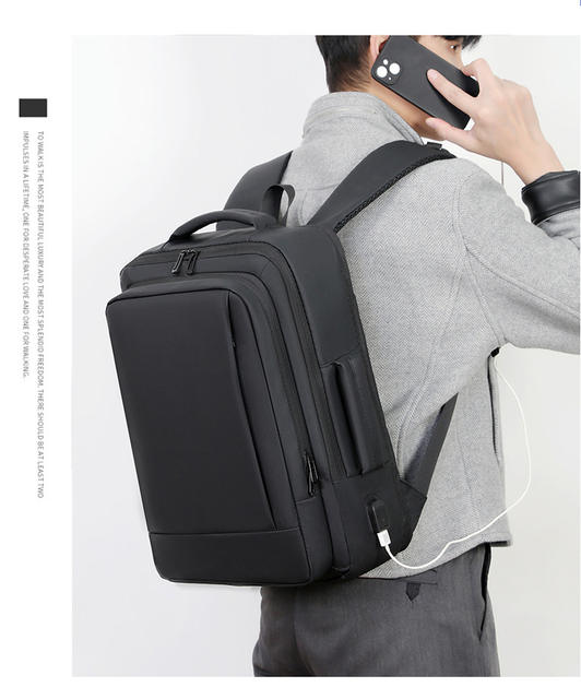 Cross-Border Wholesale Men's Backpack with Expansion Backpack Fashion Business Backpack Men's Commuter Computer Backpack detail 2