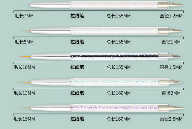 Nail art tools wholesale 5 nails painted pull line pen pen double point drill crystal art light therapy pen suit detail 5