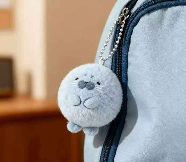 Super Cute and Adorable Seal No. 4 Gray Plush Pendant, Same Style as on Xiaohongshu, Cartoon Plush Pendant Decoration detail 3