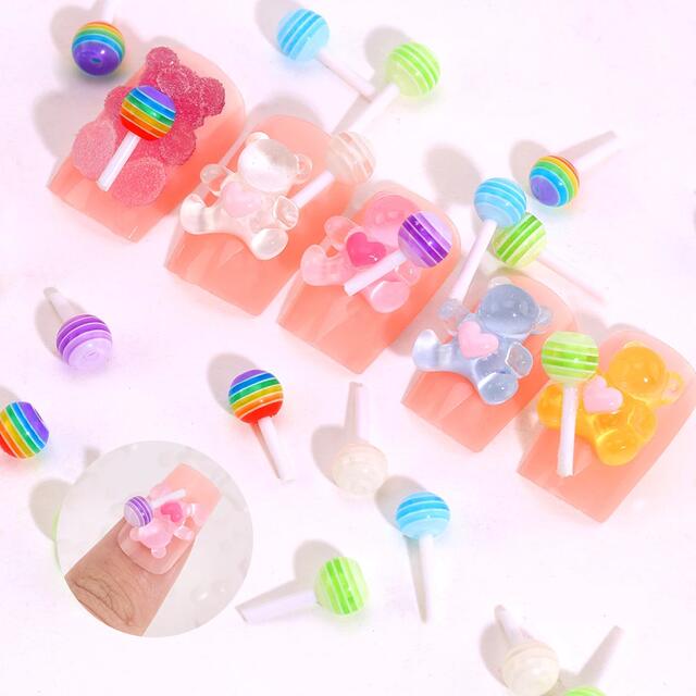 Nail Art Candy Decoration Mini Color Stripe Lollipop Nail Sticker Jewelry Handmade DIY Material Accessories detail 3