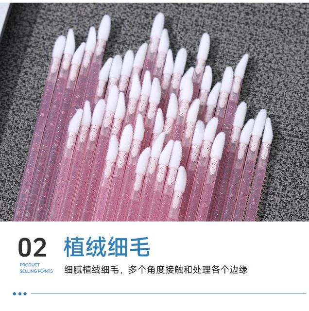 Cross-Border 50 Crystal Rod Solid Lip Brush Cotton Swab Stick Lip Glaze Blending Brush Makeup Tool Convenient Lipstick Brush Wholesale detail 11