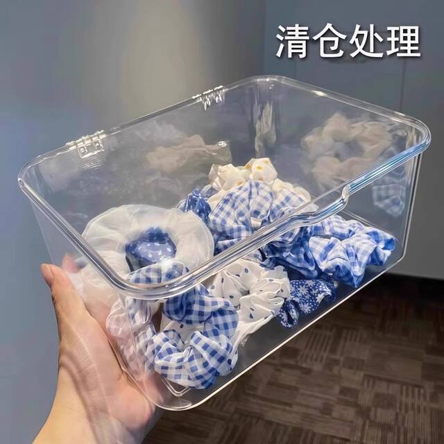Flip-Top Desktop Storage Box, Transparent Acrylic Dust-Proof Organizer Box, Bedroom Dormitory Office Storage Basket with Lid detail 12