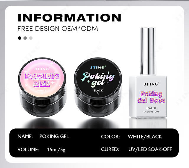 Jting Jingting Art Manicure Set Poke Glue Black and White Basic Gel Nail Polish Factory Wholesale Cross-Border detail 3
