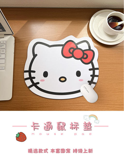 Sanrio Mouse Pad Small Size Cute Special-Shaped Mouse Pad Ins Style Cartoon Desk Pad for Girls Simple Leather detail 1