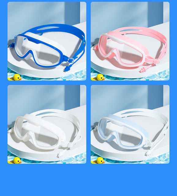 New children's swimming goggles boys and girls swimming equipment glasses waterproof anti-fog large frame professional diving swimming goggles wholesale detail 11