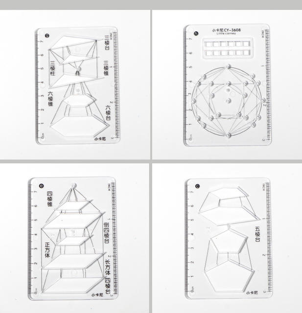 Little Kani Eight-Piece Set of Multifunctional Drawing Rulers Is a Must-Have for Elementary, Middle, and High School Mathematics and Three-Dimensional Graphics Drawing detail 6