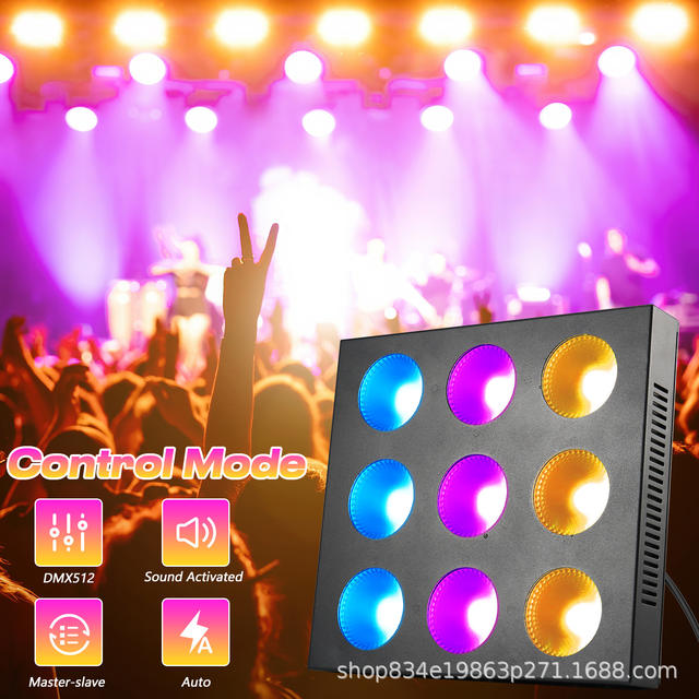 Nine-eyed COB Matrix Full-color Strobe Wall Washer Marquee KTV Bar Dyeing Effect Wedding Atmosphere Light Curtain Light
