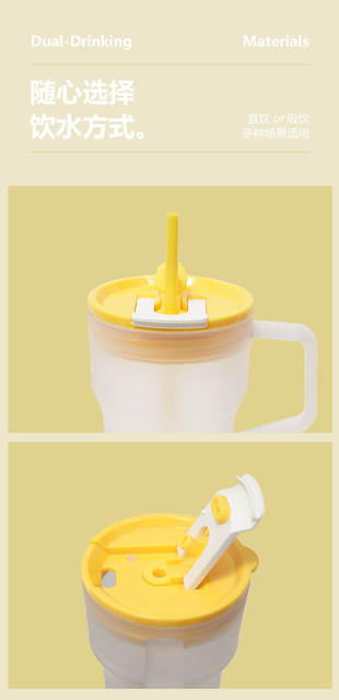 Creative High-Looking Double Drinking Straw Cup, Simple 22oz Single-Layer Plastic Car Cup, Girls' Office Daily Water Cup detail 6