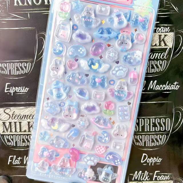 Cartoon three-dimensional floating fun stickers crystal diamond children's decorative stickers 3D stickers cute relief stickers for girls detail 9