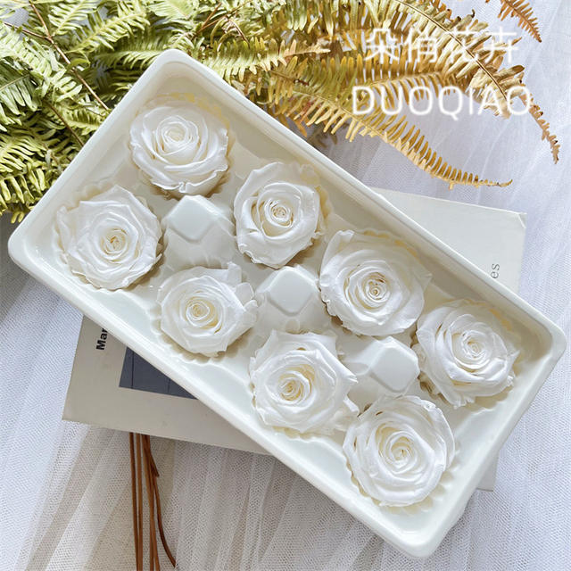 High-quality B- grade eternal flower rose 4-5cm whole box of 8 preserved flower diy material bag car hanging flower glass cover