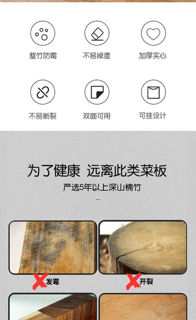 Household bamboo cutting board thickened cutting board cutting board cutting board double-sided available reverse aluminum hand rolling dough chopping wholesale detail 2