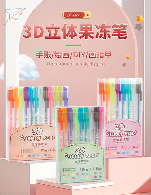 Shangcheng 3D Stereo Jelly Pen, High-Value Stereo Nail Art Pen, Journaling Drawing Highlighter, Colorful Marker Pen detail 4