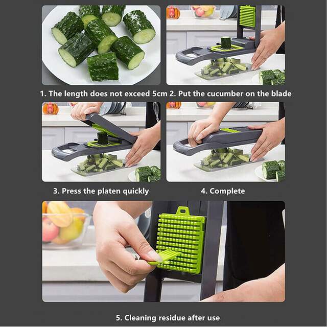 Multifunctional vegetable cutting artifact cross-border Amazon kitchen dicer grater shredder kit vegetable chopper detail 7