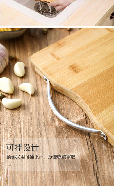 Household bamboo cutting board thickened cutting board cutting board cutting board double-sided available reverse aluminum hand rolling dough chopping wholesale detail 4