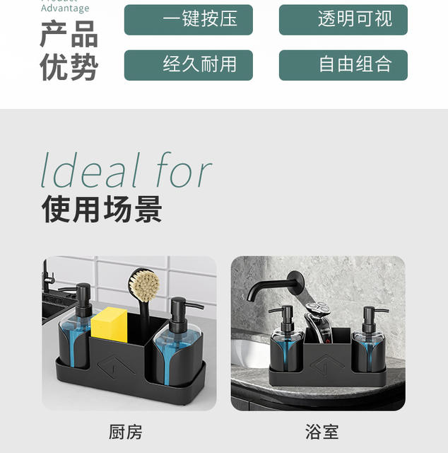 Sponge Soap Dispenser, Soap Dispenser for Kitchen and Bathroom, Soap Bottle Dispenser, Liquid Soap Dispenser detail 2