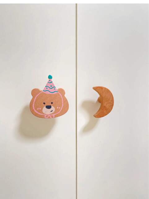 Puppy Wardrobe Handle Children's Room Cute Cabinet Door Handle Cat Bear Rabbit Drawer Wardrobe Solid Wood Handle detail 12