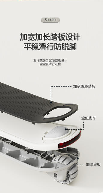 Factory direct new children's scooter 2-12 years old library folding scooter balance car cute scooter flash detail 10