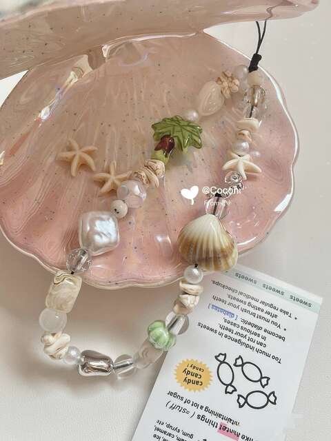 Summer Shell Fresh Phone Charm DIY Beaded Ccd Chain Charm Camera Lanyard Wrist Strap detail 4