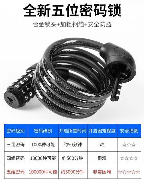 Bicycle key lock mountain anti-theft combination lock mountain bike portable chain steel cable electric bike bicycle lock detail 11