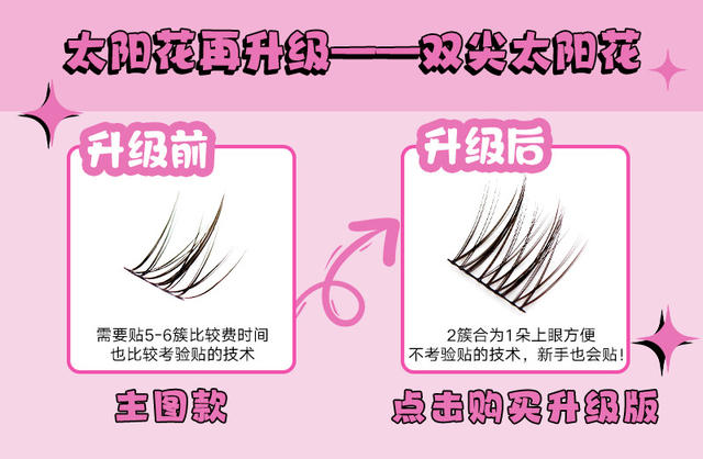 Menglu Sunflower Black Stem Natural Segmented Newcomer Trilogy Single Cluster Little Devil Comic Eye False Eyelashes for Women detail 2