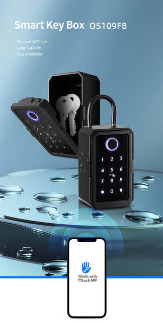 All-through lock fingerprint key box wall-mounted password storage box graffiti Bluetooth password box mobile phone control smart lock detail 1