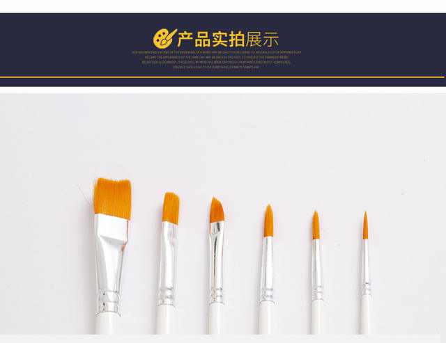 6 Nylon Watercolor Gouache Pens with Pointed and Flat Tips, White Gold-Hued Oil Painting Pens, Pencil Set for Painting, Cross-Border detail 9