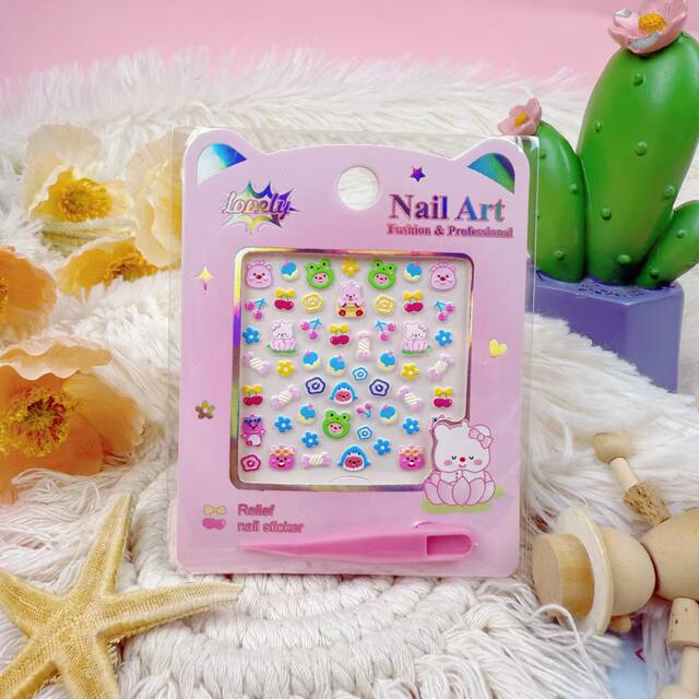 New 3D cartoon cute children's nail stickers waterproof nail stickers uv relief three-dimensional little girl nail stickers detail 9