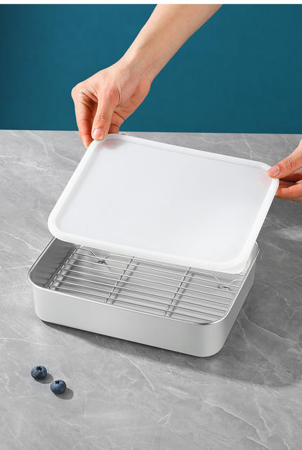 316 Fresh-Keeping Box 304 Stainless Steel Refrigerated Box with Lid Sealed Storage Box Refrigerator Food Storage Quick-Freezing Box detail 12